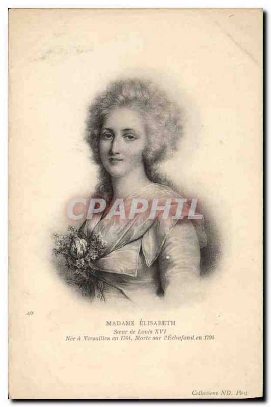 Postcard Old Madame Elisabeth Sister of Louis XVI