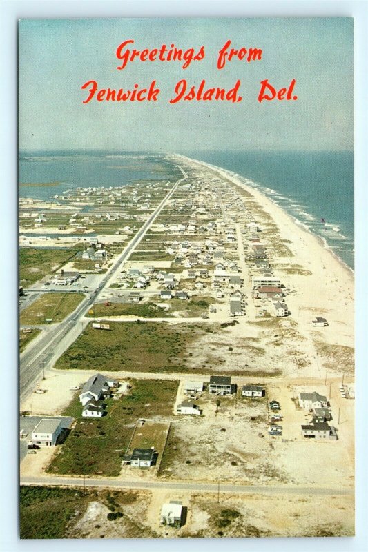 Postcard DE Fenwick Island Airview of Beach and Houses H07