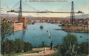 France Marseille Le Pont Transbordeur et le Vieux Port Vintage Postcard 04.09