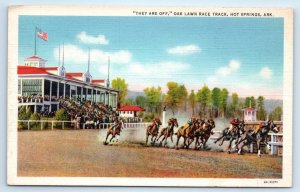 2 Postcards HOT SPRINGS, AR ~ Horse Racing OAK LAWN RACE TRACK Grandstand 1930s 