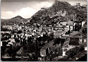 Taormina Hotel Timeo Panorama Buildings Mountains Real Photo RPPC Postcard