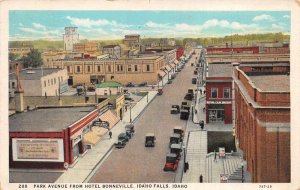 Idaho Falls Idaho Park Avenue Aerial View from Hotel Bonneville Vintage PC U704