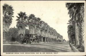 Champion Spark Splug Advertising Car in Los Angeles CA Postcard c1920 rpx