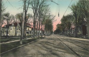 Genesee Street from Cor Avery Place, Utica, N.Y. Street Car Tracks RPPC