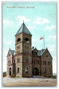 1910 Post Office Exterior Building Ashland Wisconsin WI Vintage Antique Postcard