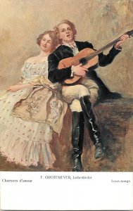 Love songs by F. Grotemeyer vintage fine art postcard c.1916 guitar music