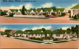 Linen Postcard Mid West Motel West Side on Highway 10 Dickinson, North Dakota