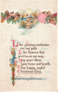 Vintage Postcard 1917 Christmas Day Greetings Holiday Wishes Remembrance Card