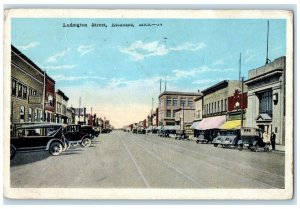 1926 Ludington Street Exterior Classic Cars Escanaba Michigan Vintage Postcard