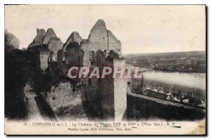 Old Postcard Chinon I and L Le Chateau du Milieu