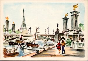 Postcard FRANCE - Tour Eiffel, Pont Alexandre III - I.M. Legendre