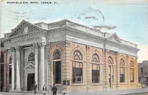 C2/ Lorain Ohio Postcard 1910 Penfield Avenue Bank Building