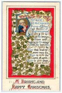 1907 Christmas Message Religious Angels Embossed Indianapolis Indiana Postcard