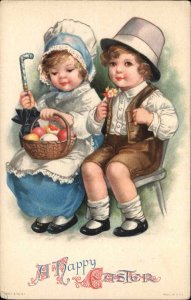 Clapsaddle Easter Wolf Pub Children in Colonial Clothing Vintage Postcard