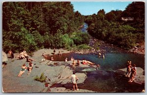 Vtg Hunter New York NY Swimming In Schoharie Creek View Catskills Postcard