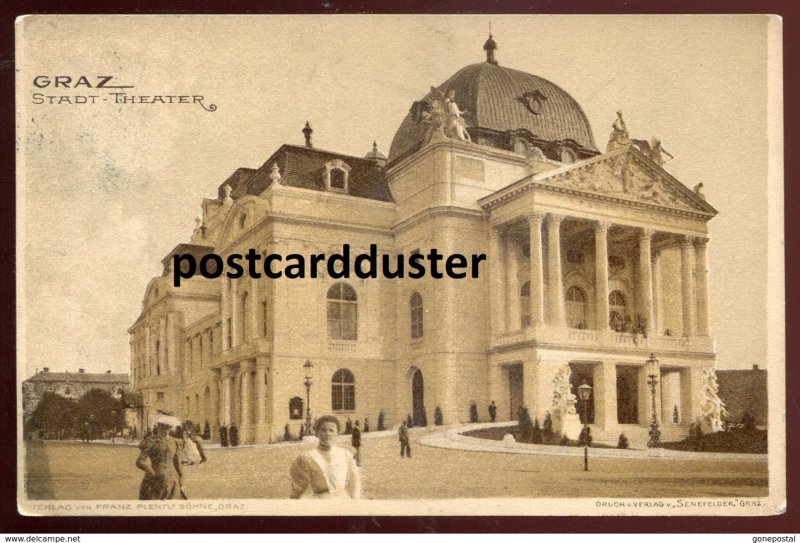 dc1521 - AUSTRIA Graz 1900s Stadt Theater. Sent to Breslau