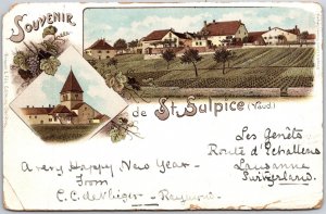 Saint-Sulpice Vaud, Souvenir de St Sulpice, Village Landscapes,Church, Postcard