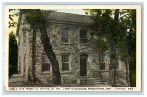 c1920s Home and Printing Office of WM Lyon Mackenzie Queenston Canada Postcard