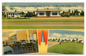 Columbia Tourist Court Motel US 1 Washington DC postcard