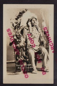 South Dakota RPPC c1920 SIOUX INDIAN CHIEF Indians HOLY HORSE Studio Shot SD