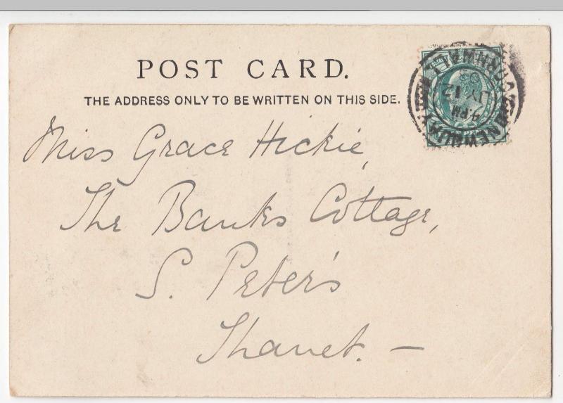 Cornwall; Towan Head, Newquay, Court Size PPC 1903 PMK, To Miss Hickie, Thanet