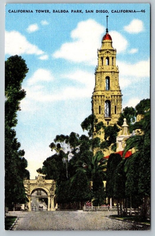 Vintage California Postcard - California Tower - Balboa Park - San Diego