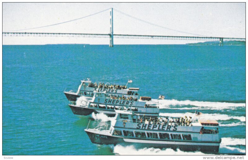 Shelper's Mackinac Island Ferry Boats , Michigan , 50-60s