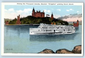 Canada Postcard Among The Thousand Islands Steamer Kingston Passing c1930's