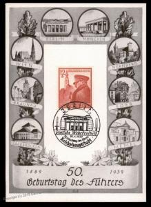 3rd Reich Germany Berlin Hitler Milestones 50th Birthday Propaganda Card 90574