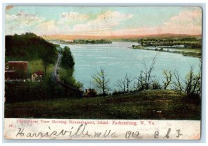 c1910 Ohio River Showing Blennerhasset Island Parkersburg West Virginia Postcard