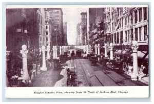 Chicago IL, Knights Templar View Showing State St. North Jackson Blvd. Postcard