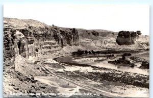 RPPC GREEN RIVER , WY Wyoming ~ The PALISADES & RIVER c1940s Sanborn Postcard