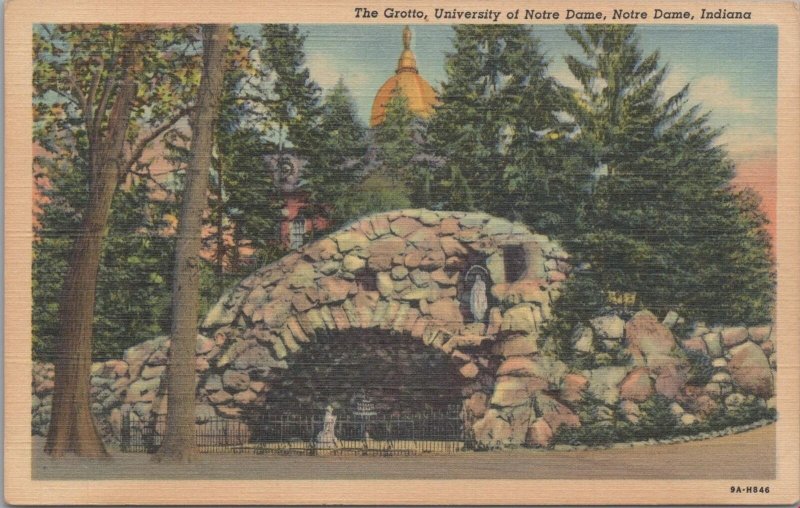 Postcard The Grotto University of Notre Dame Notre Dame Indiana IN