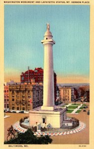 Maryland Baltimore Washington Monument and Lafayette Square Curteich