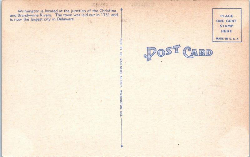 WILMIINGTON, DE Delaware  BIRDSEYE VIEW of City    c1940s  Linen  Postcard