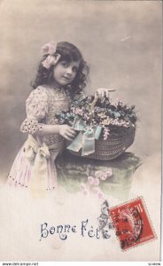 RP; BIRTHDAY, PU-1912; Bonne Fete, Girl with a basket of flowers