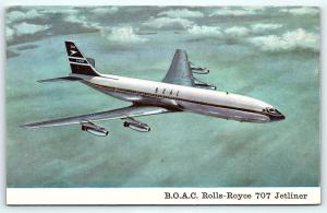 Postcard BOAC 707 Jetliner Rolls Royce Conway 505 Engines Airlines Plane B36