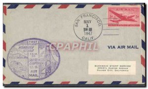 Letter US 1st flight Honolulu Hawaii San Francisco May 1, 1947