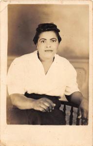 E57/ Black Americana Postcard c1940s RPPC Woman Chair 20
