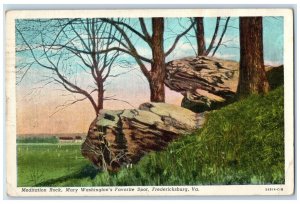 1940 Mediation Rock Mary Washington's Favorite Sport Fredericksburg VA Postcard 