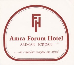 Jordan Amman Amra Forum Hotel Vintage Luggage Label sk3458