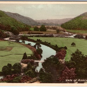 c1920s Vale of Avoca, Ireland River Valley Hand Colored PC Landscape Bridge A340