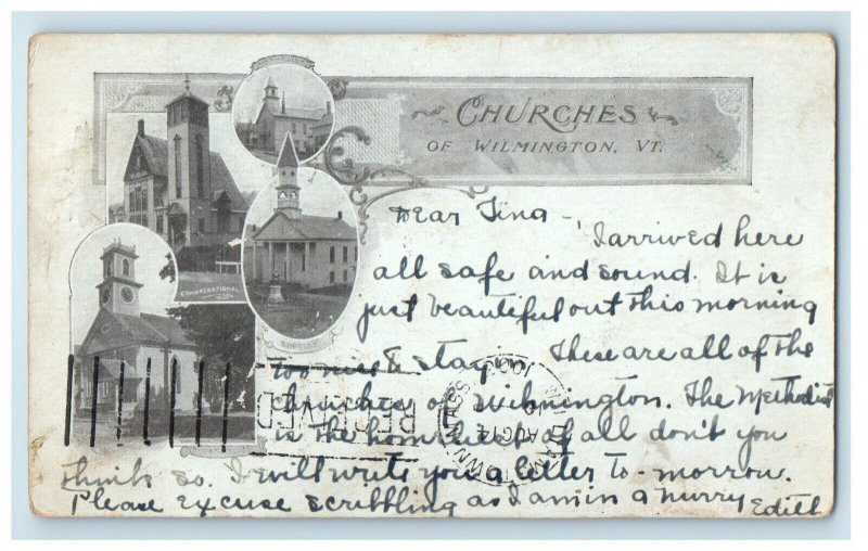 1903 Churches of Wilmington Vermont VT PMC Antique Posted Postcard United States Vermont