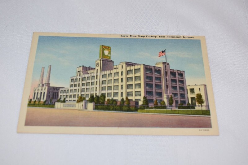 Lever Bros Soap Factory near Hammond Indiana Postcard Curt Teich
