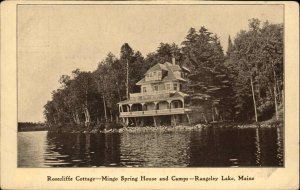 Vintage Postcard RANGELEY LAKE MAINE ME Rosecliffe Cottage Mingo Spring House