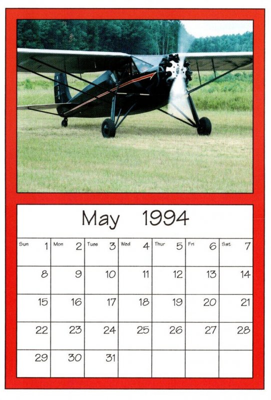 Calendar Card May 1994 Airplanes AirShow '94 Restored 1933 Fairchild 24 C8A