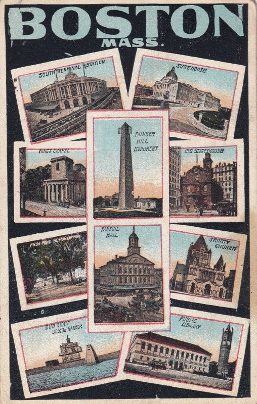 BOSTON, Massachusetts, PU-1921; 10 Pictures Of Buldings And Monument