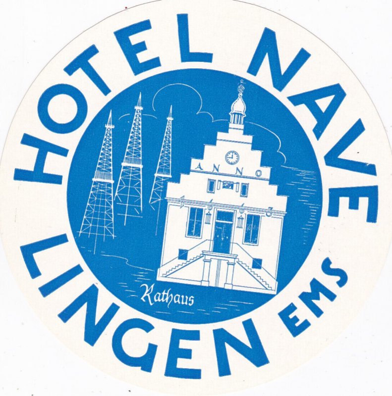 Germany Lingen Hotel Nave Vintage Luggage Label sk2380