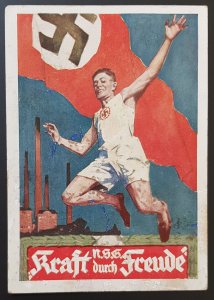 GERMANY THIRD 3rd REICH ORIGINAL ARTIST CARD K. D. F. LONG JUMPER FROM LEIPZIG