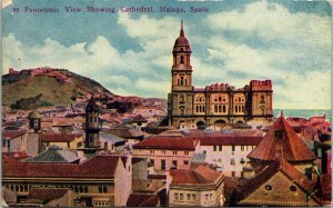 Panoramic View Cthedral Malaga Spain Aerial View Antique Postcard DB UNP Unused 